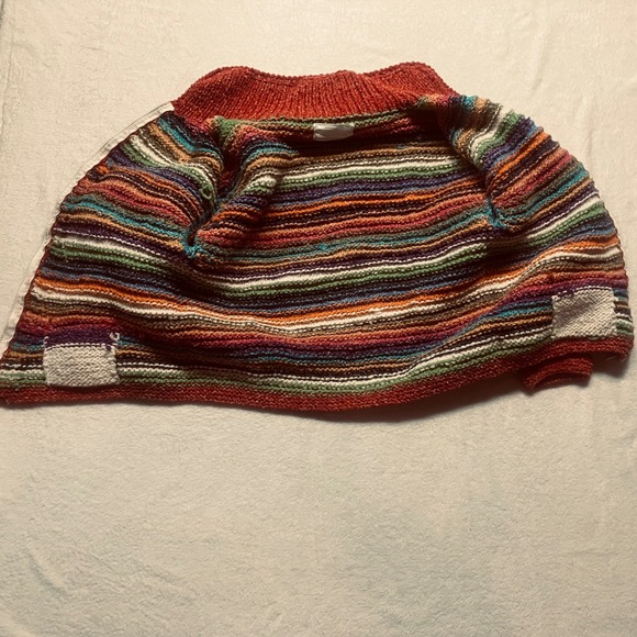 Handmade Sisandina Handicrafts 100% Wool Striped Zip Up Sweater Jacket Women's L - Picture 5 of 8